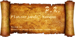 Platzerjanó Kenese névjegykártya